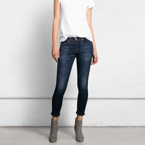 rag & bone Denim - RAG & BONE Capri Jeans In Doheny Dark Wash Low Rise Skinny Size 25